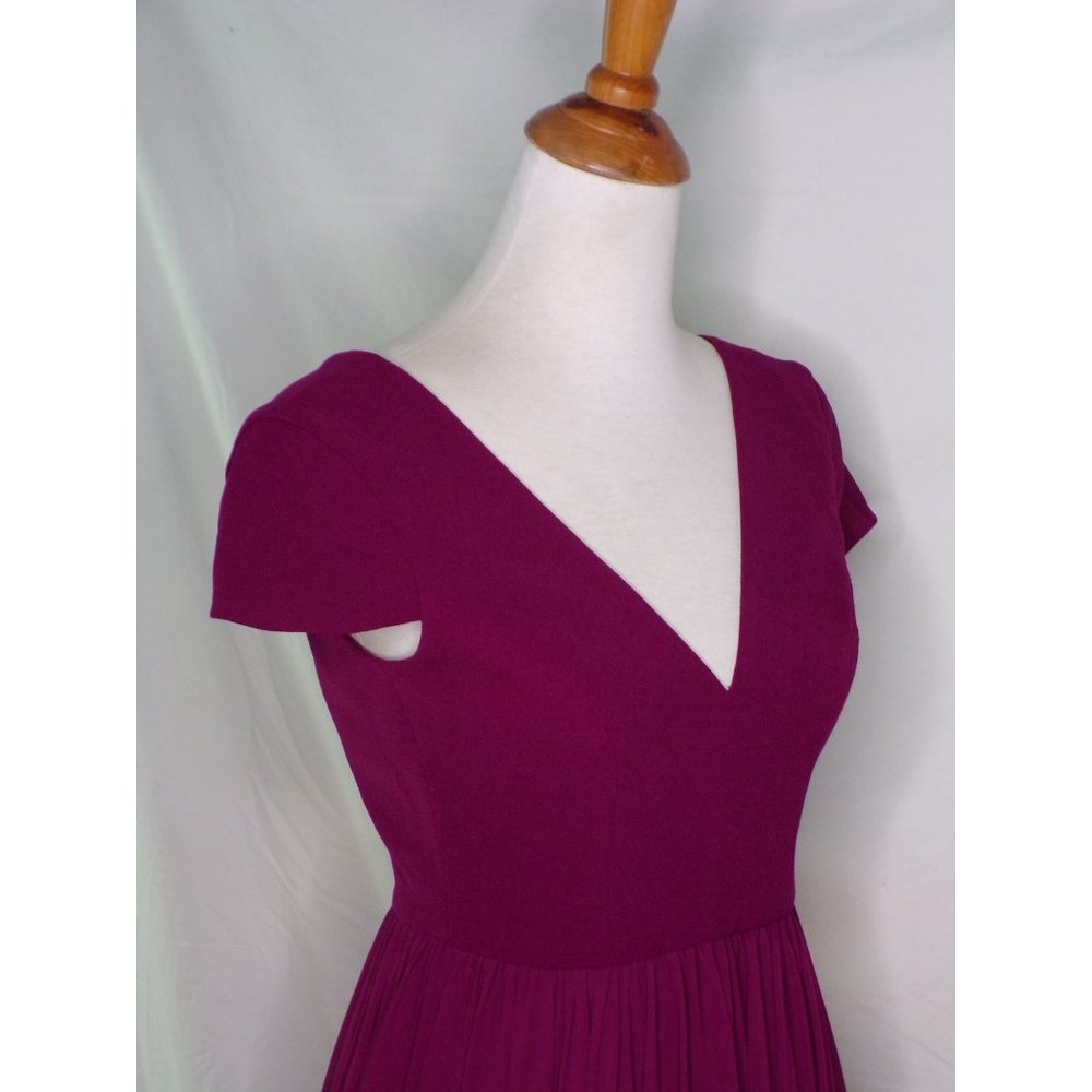 SOLD DRESS THE POPULATION Corey Flare Chiffon Dress Magenta Large (8-10) - Picture 8 of 12